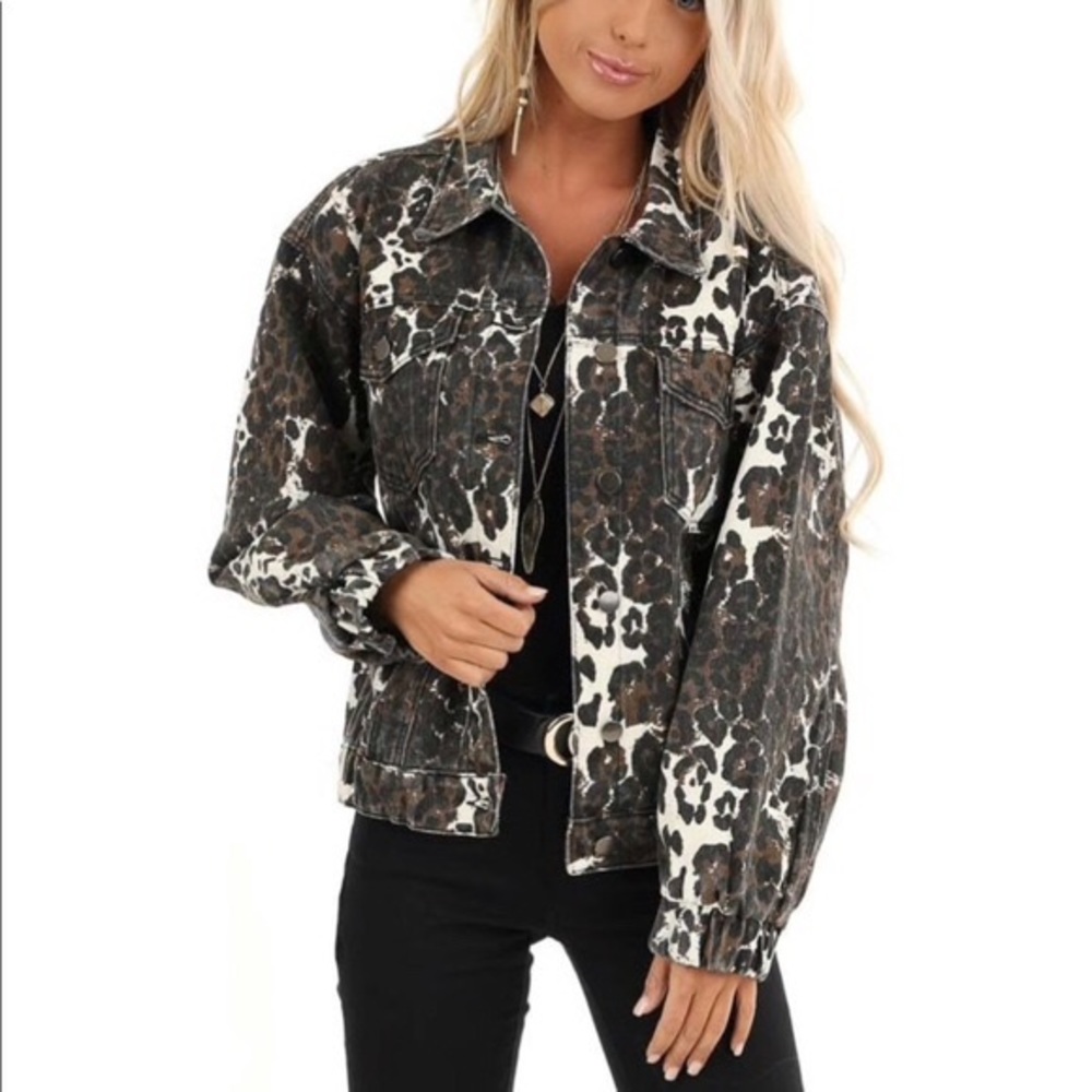 Promesa cheetah print jean jacket - Picture 2 of 7